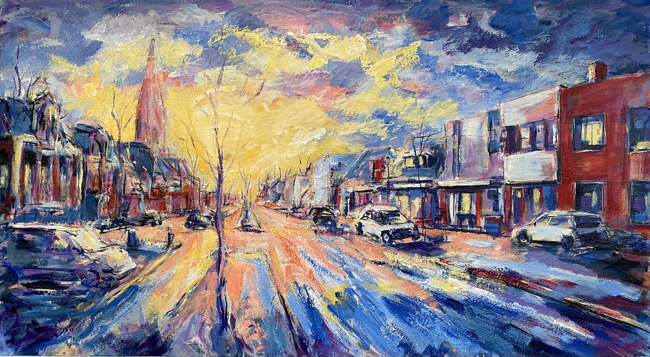Tegenlicht Sappemeer, schilderij van Reinder Bleeker, 100 x 150 cm