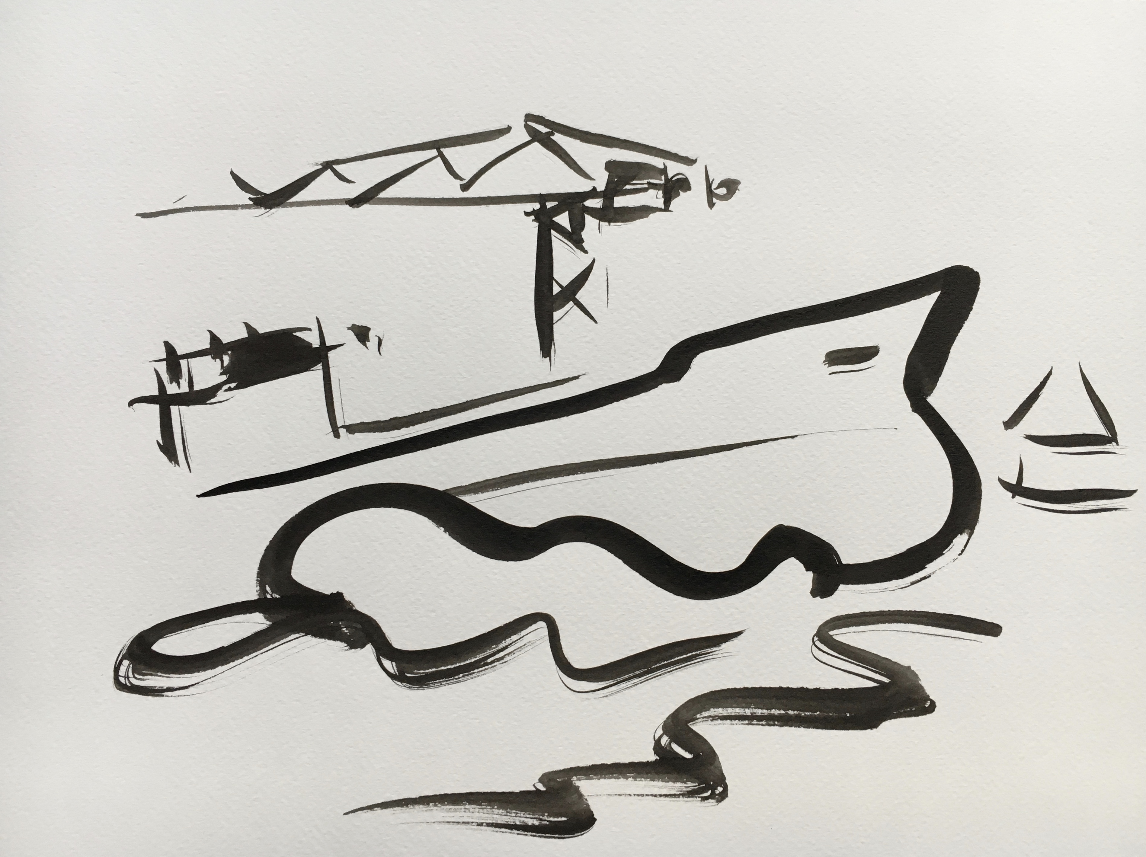 Terwaterlating, schilderij van Reinder Bleeker, 30 x 40 cm